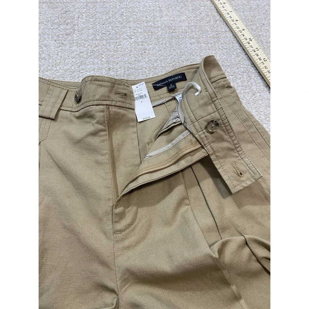 Banana Republic Explorer Culottes Pant Womens 6 Long Cargo Wide Leg Cotton Linen